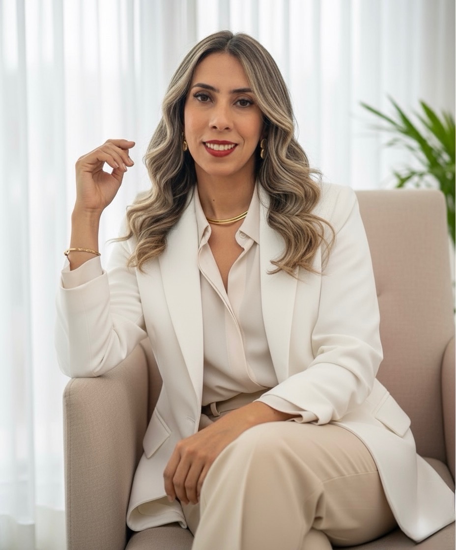 Andreza Prado em ambiente elegante